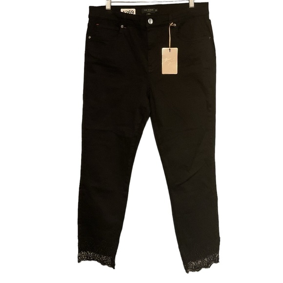 Ted Baker Alesiaa Black Skinny Jean size 34 lace hem - Picture 7 of 9